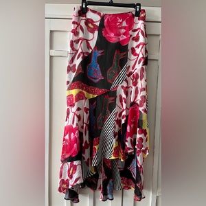 CHACOK Asymmetric Multi Color Designer Prints Flirty Fun Skirt Size 2 France